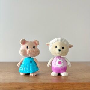 Lil Woodzeez Bobbleez Bobblehead 2” Doll Figures Pig Sheep Set of 2 READ Notes